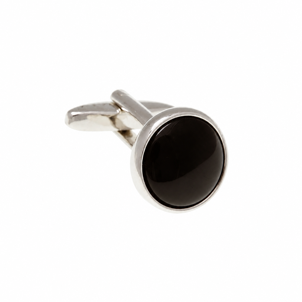 Schwarzer Onyx Cabochon Manschettenknöpfe